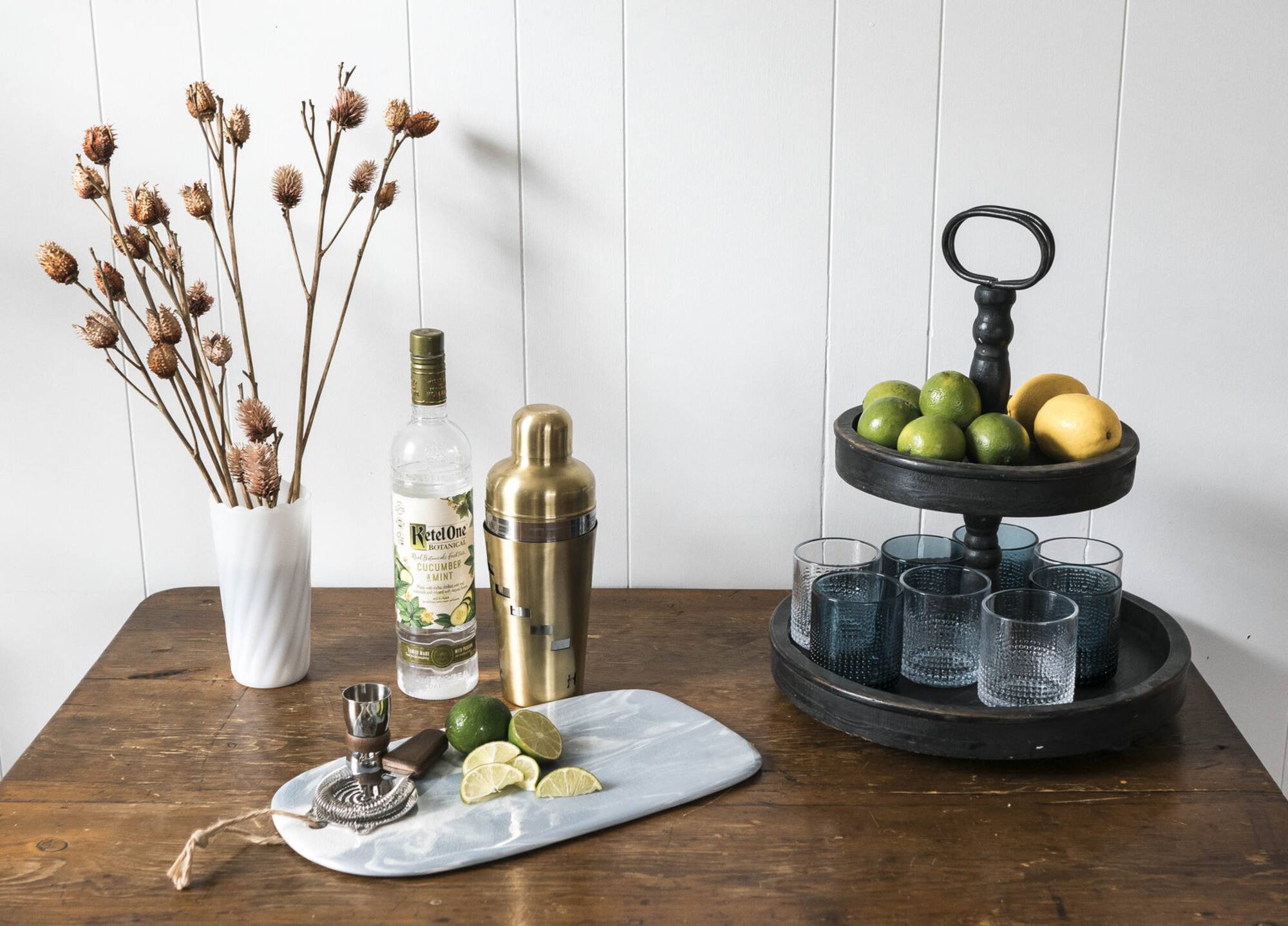 Hello Honey® 18.5" Distressed Wood 2-Tier Tray